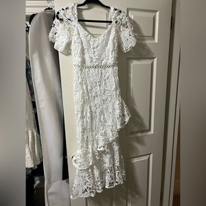 Lulus white lace midi dress
